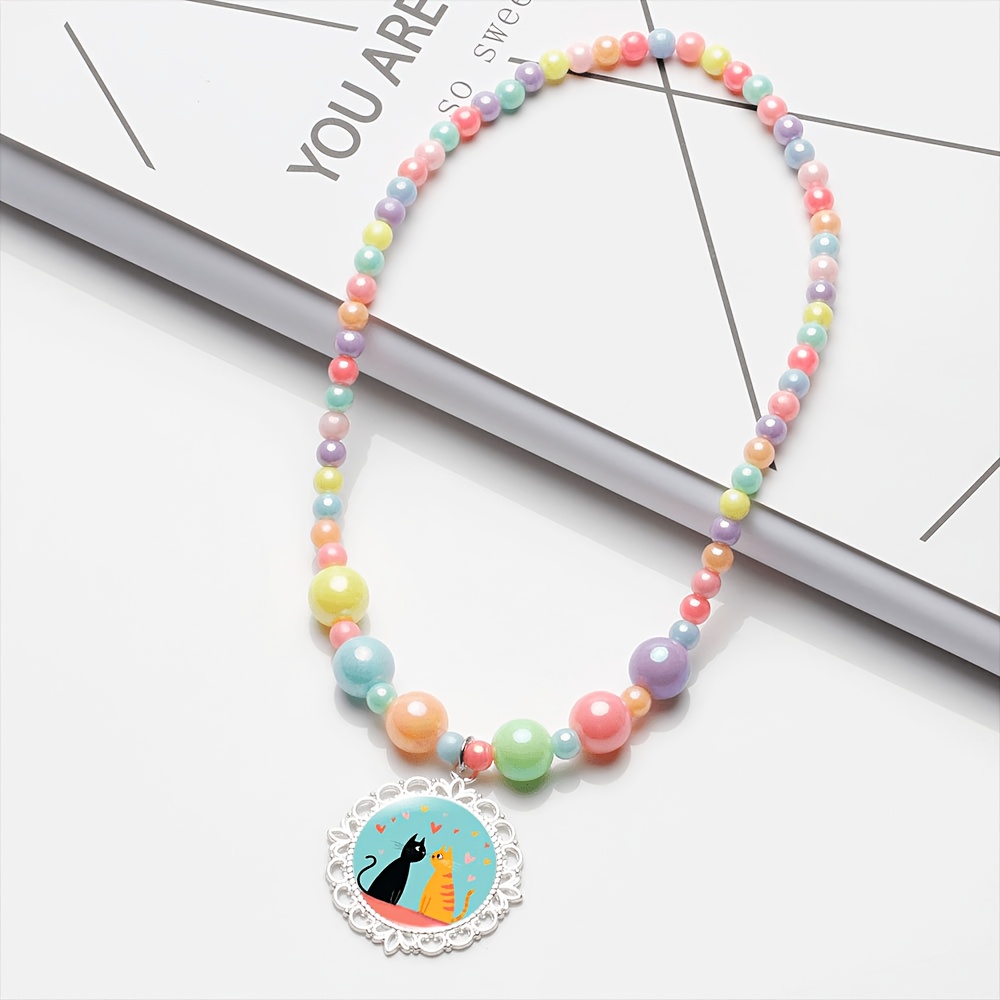 2pcs Cute Cat Necklace & Bracelet Set for Women